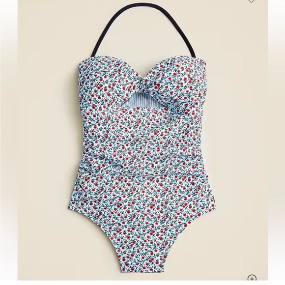 J. Crew Floral One Piece Swimsuit - Blue and Red - Picture 4 of 8